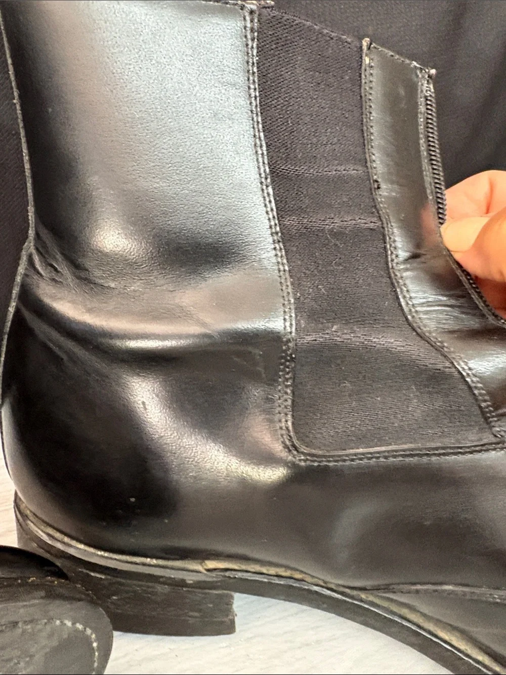 Classic Black Leather Equestrian  Boots with Side Zip